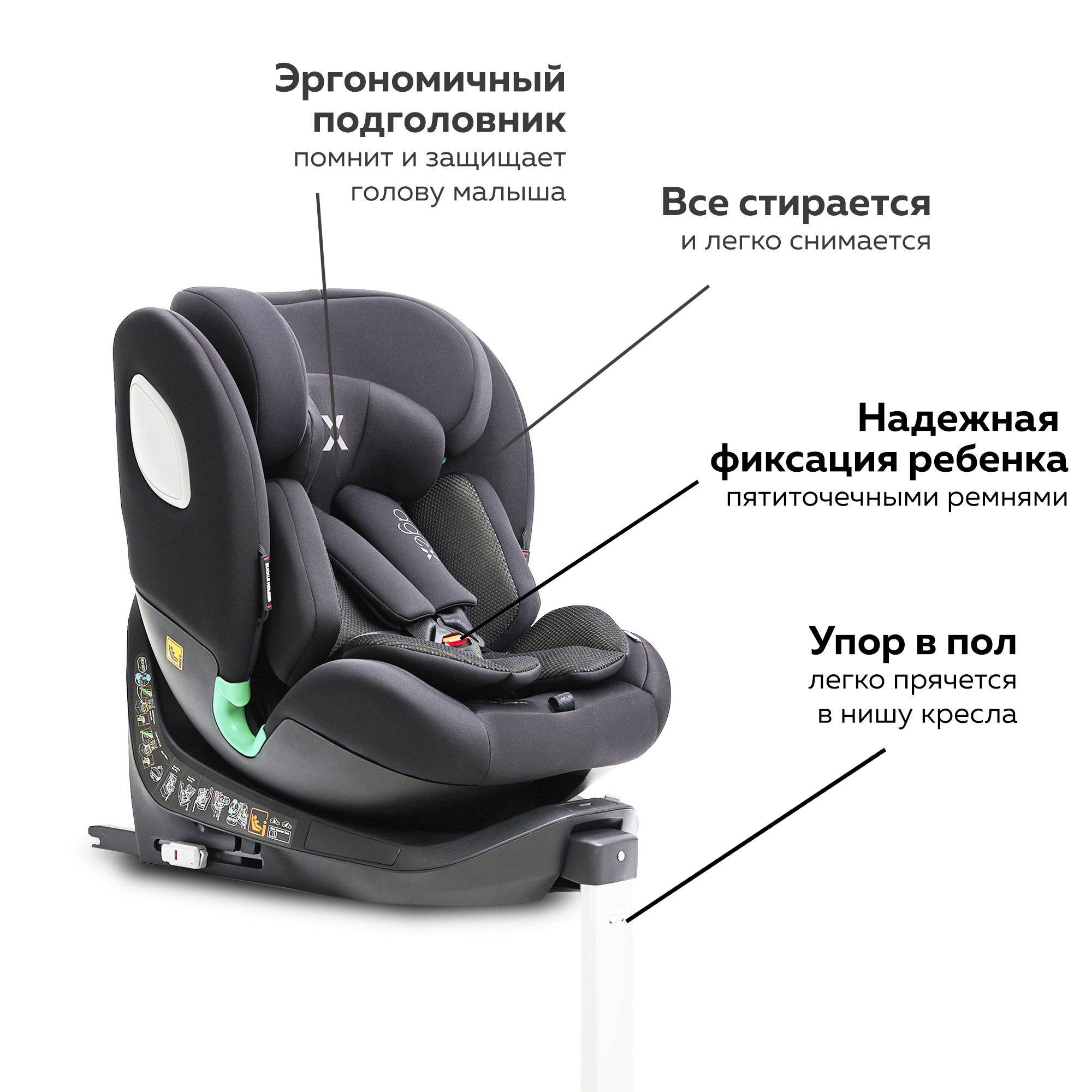 Автокресло agex Comfort 0+/1/2/3 (0-36 кг) - фото 3