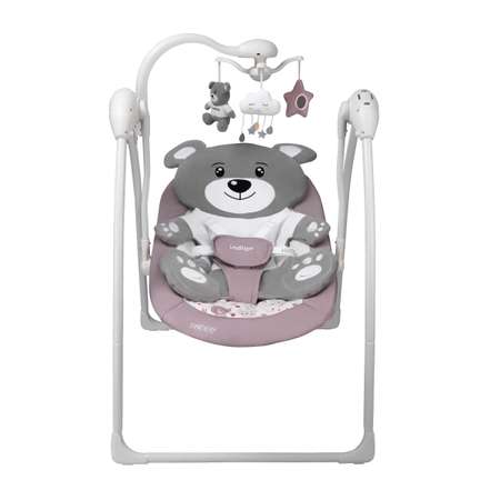 Электрокачели Indigo Teddy с музыкальным мобилем и пультом управления розовый