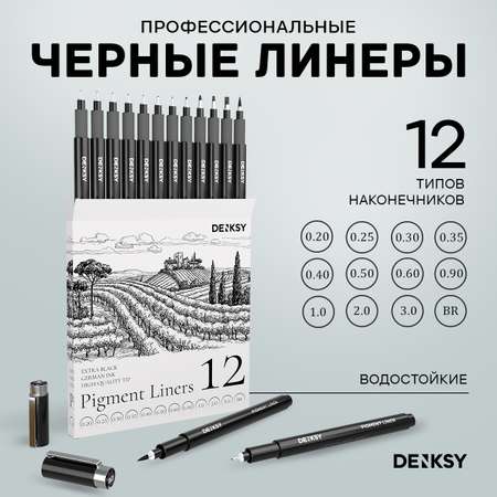 Капиллярные ручки DENKSY 12 штук