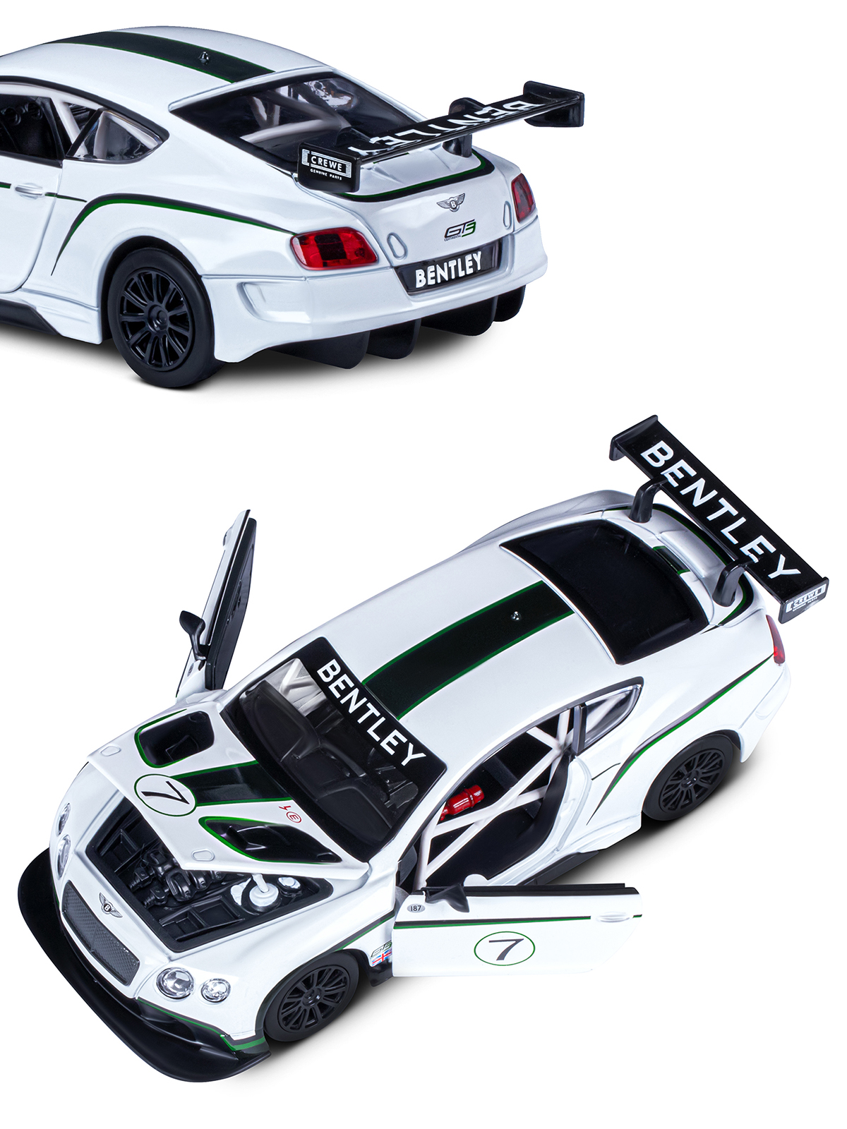 Автомобиль АВТОпанорама Bentley 1:24 инерционный белый JB1200125 - фото 9