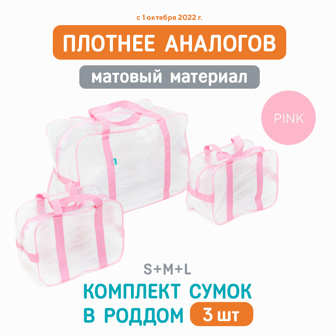 Сумка в роддом Wolli Матовый розовый комплект 3 шт - фото 2