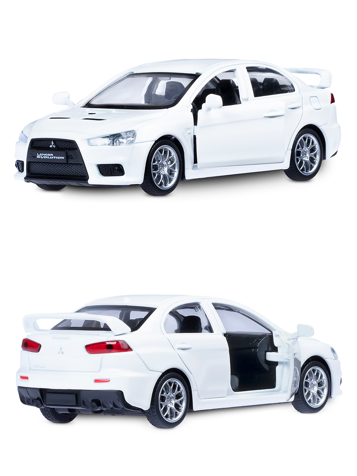 Автомобиль АВТОпанорама Mitsubishi Lancer Evolution 1:41 белый JB1251259 - фото 6