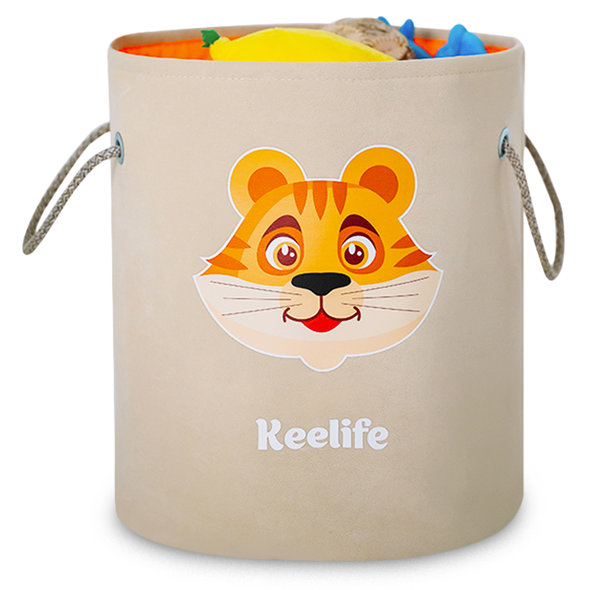 Корзина для игрушек Keelife органайзер для хранения Тигренок бежевый-оранжевый - фото 1