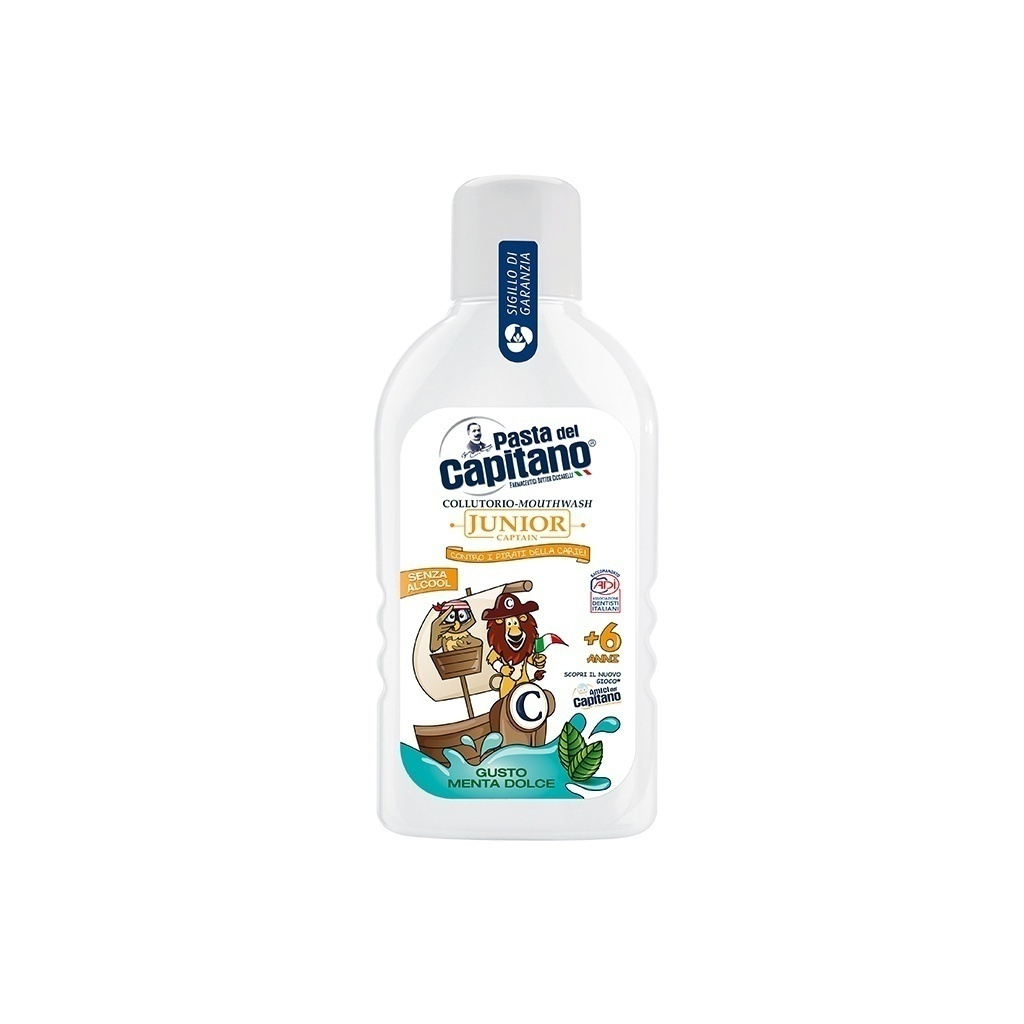 Ополаскиватель для полсти рта Pasta del Capitano Junior Mint mouthwash +6 детский со вкусом Нежной Мяты - фото 1