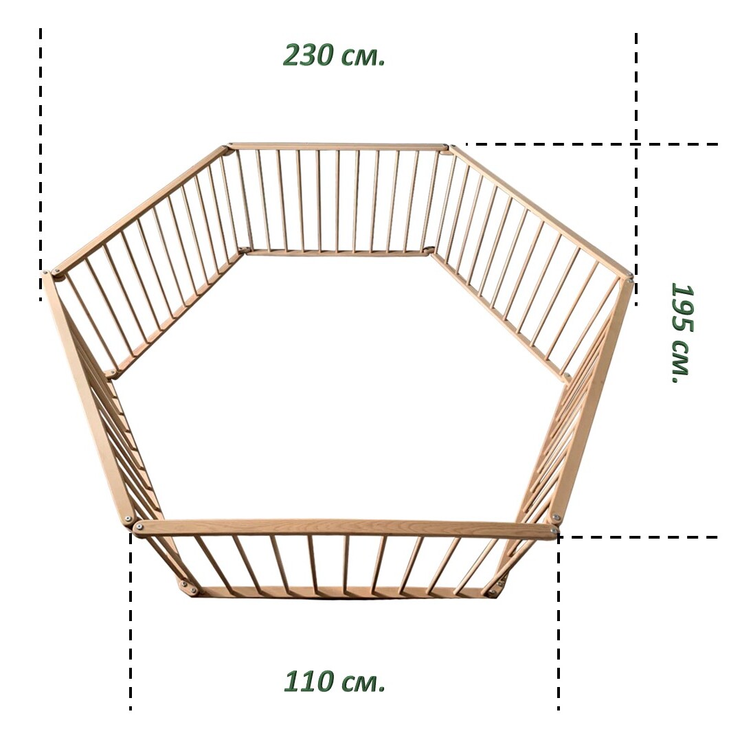 Манеж EcoWoodGoods складной Натуральный Бук 6 секций EWG-006 - фото 2