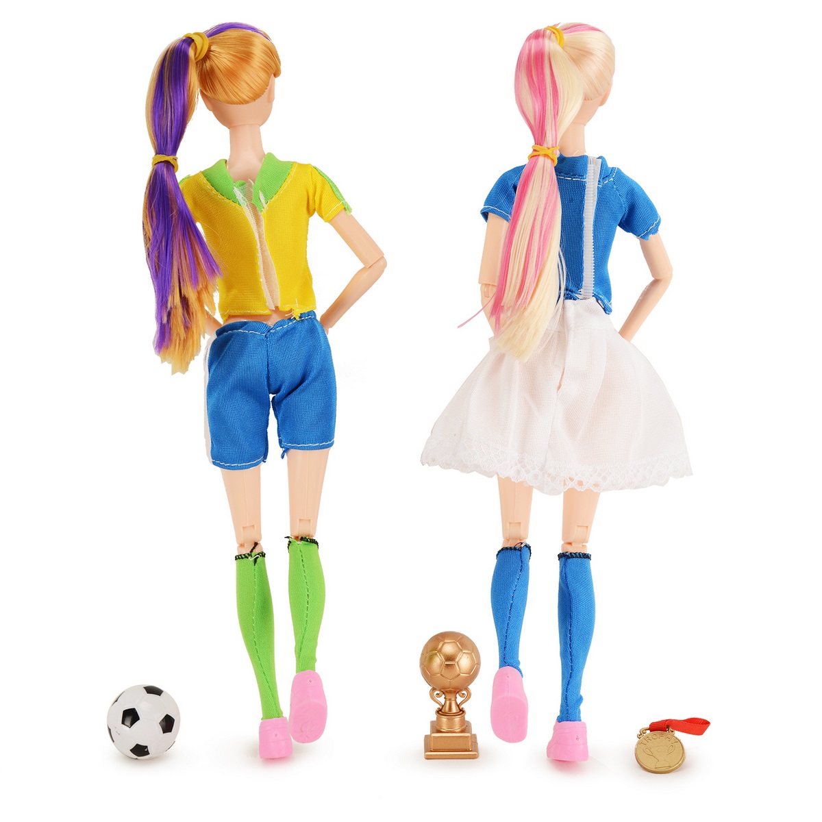 Набор кукол Happy Family Чемпионки по футболу 2 шт 28 см желто-голубой HP1111026//желто-голубой - фото 2