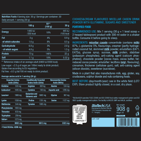 Мицеллярный казеин BiotechUSA Micellar Casein 908 г. Печенье с кремом