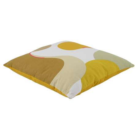 Подушка Tkano декоративная из хлопка горчичного цвета с авторским принтом 45х45