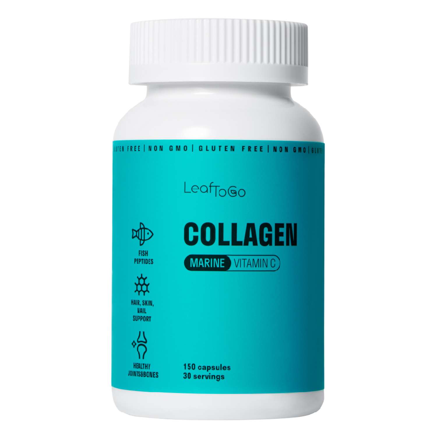 Морской коллаген пептидный LeafToGo +Витамин С 150 капсул - фото 1