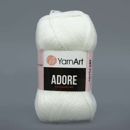 Пряжа для вязания YarnArt Adore 100 гр 280 м акрил с эффектом анти-пиллинга 5 мотков 330 белый