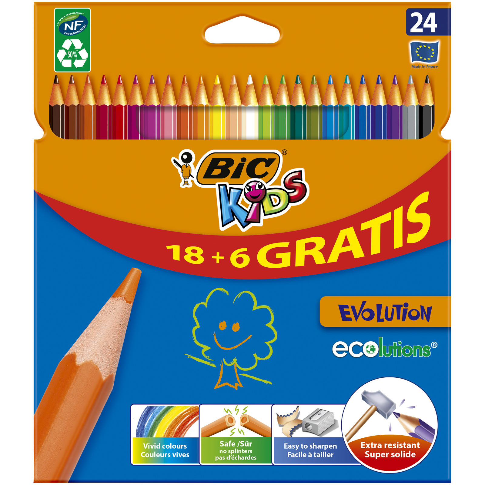 Карандаши цветные BIC Evolution 18+6цветов 920298 - фото 1