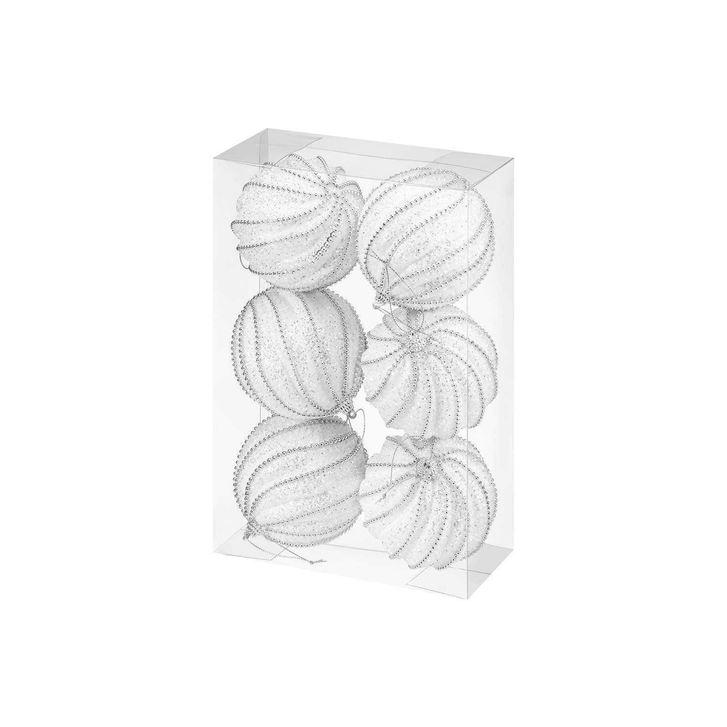 Набор Elan Gallery 6 новогодних шаров 9.5х9.5 см Линии на белом - фото 5