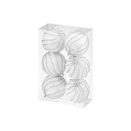 Набор Elan Gallery 6 новогодних шаров 9.5х9.5 см Линии на белом