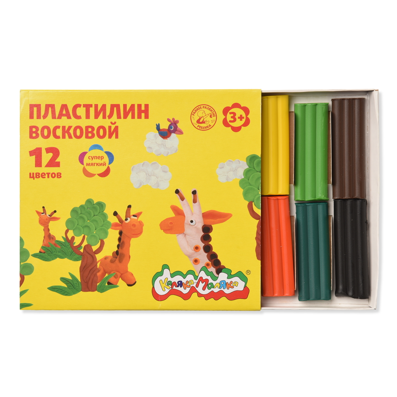 Пластилин восковой Каляка-Маляка 12 цветов 180 грамм +стек 3+ - фото 3