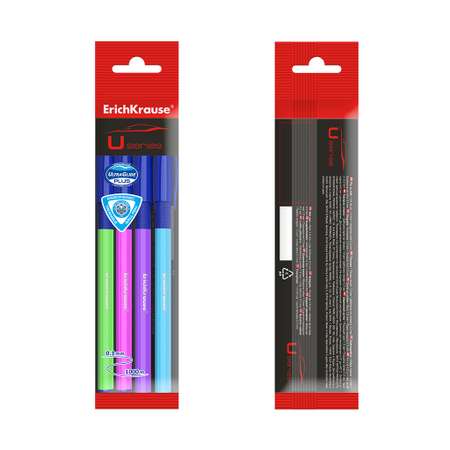 Ручка шариковая ErichKrause U 109 Neon Stick and Grip Ultra Glide Technology синий 4 шт