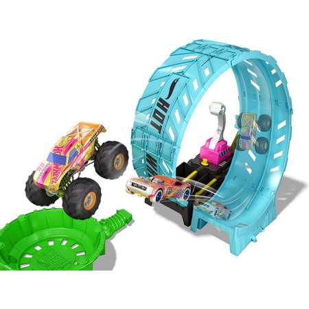 Набор игровой Hot Wheels Монстр-трак Автотрек Мертвая петля светящийся в темноте HBN02