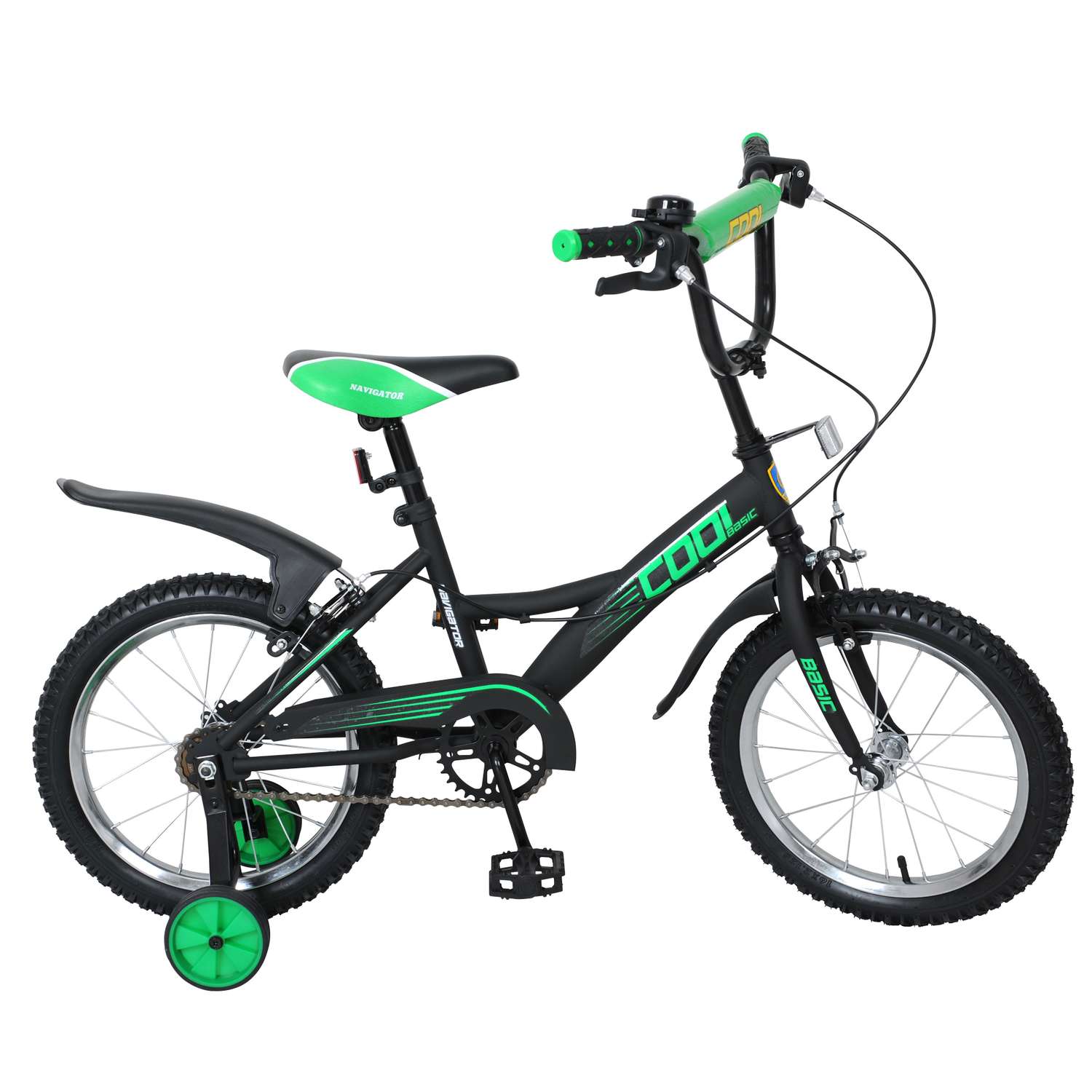 Велосипед Navigator Basic Cool 16" Черно-зеленый матовый - фото 1