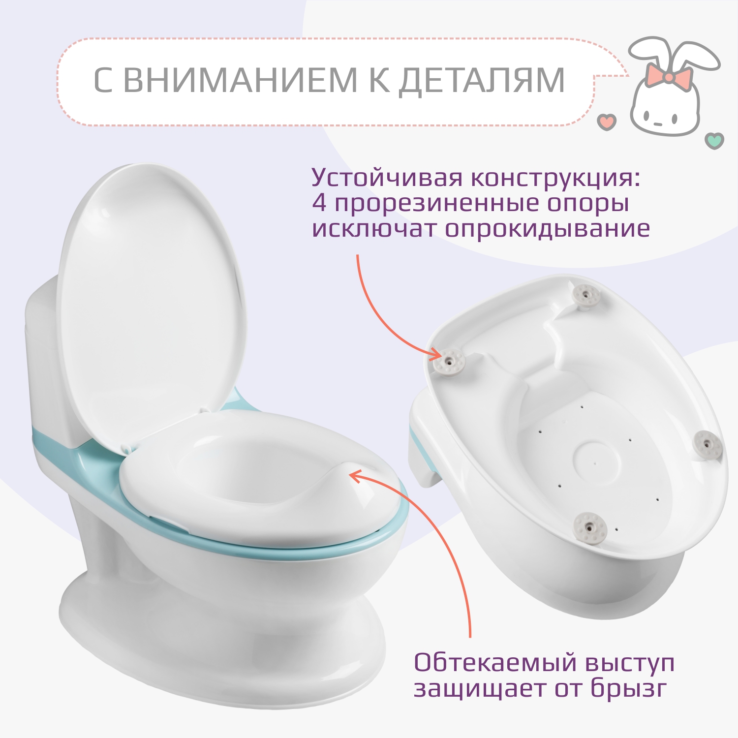 Горшок унитаз детский KidWick музыкальный Hippo голубой