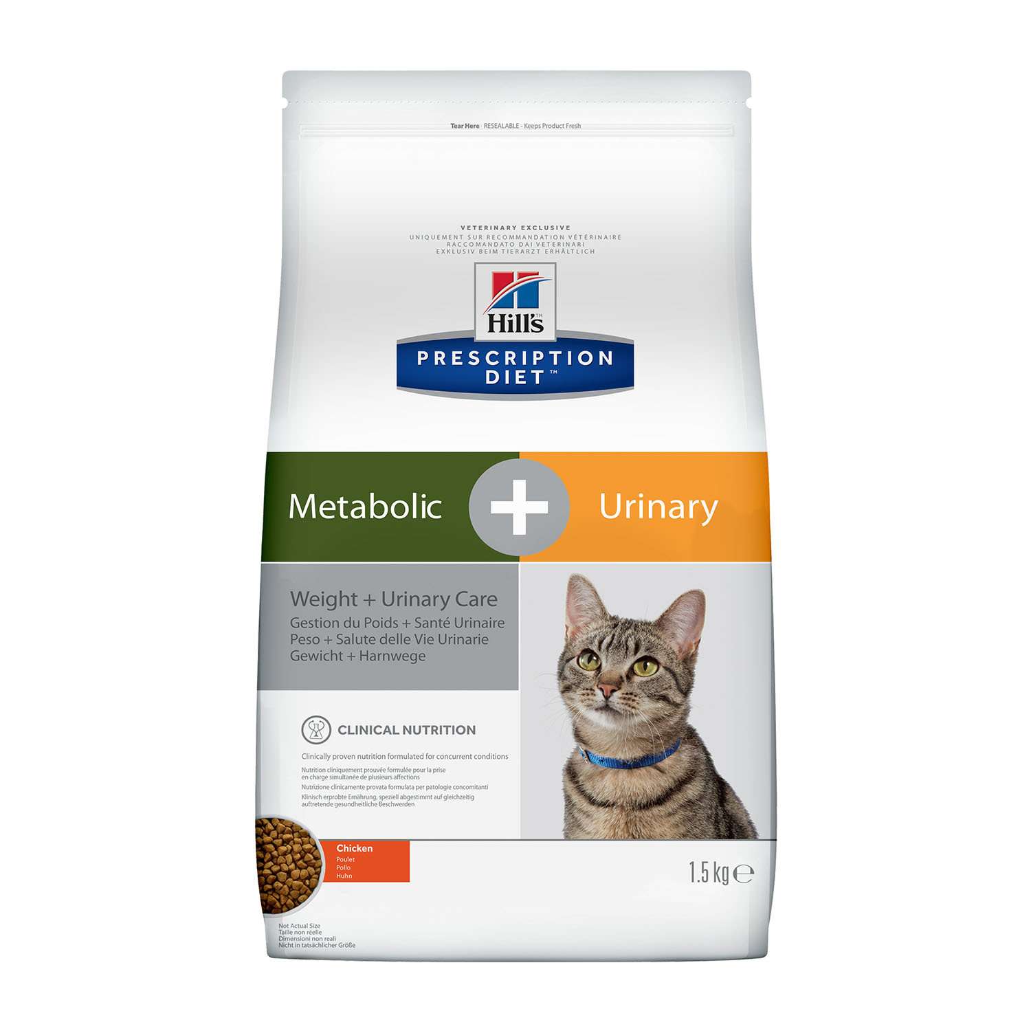 Корм для кошек HILLS 1.5кг Prescription Diet Metabolic+Urinary Weight+Urinary Care для оптимальног веса и мочевыводящих путей с курицей сухой - фото 1