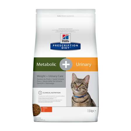 Корм для кошек HILLS 1.5кг Prescription Diet Metabolic+Urinary Weight+Urinary Care для оптимальног веса и мочевыводящих путей с курицей сухой