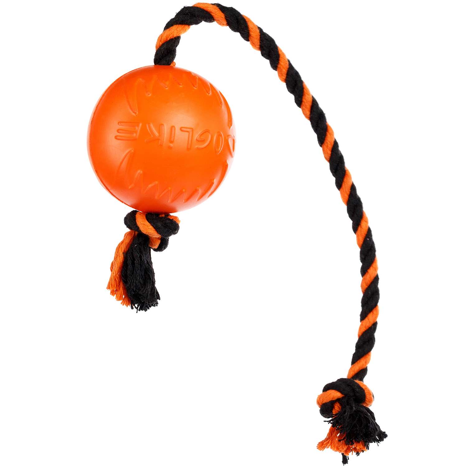 Игрушка для собак Doglike Мяч с канатом большой Оранжевый - фото 3