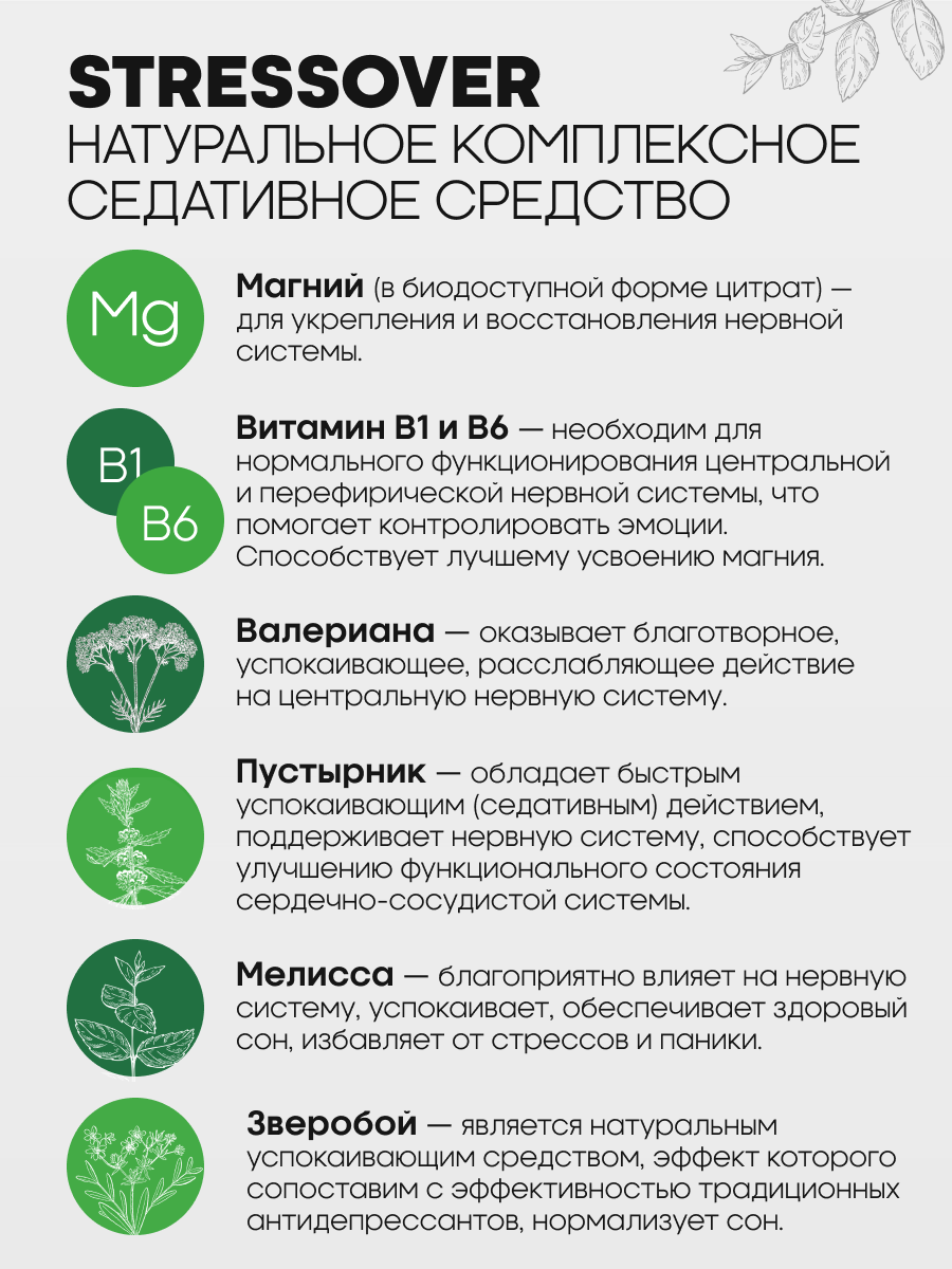 Stressover OVER БАД Успокоительное средство для нервной системы 30 капсул.  купить по цене 460 ₽ в интернет-магазине Детский мир