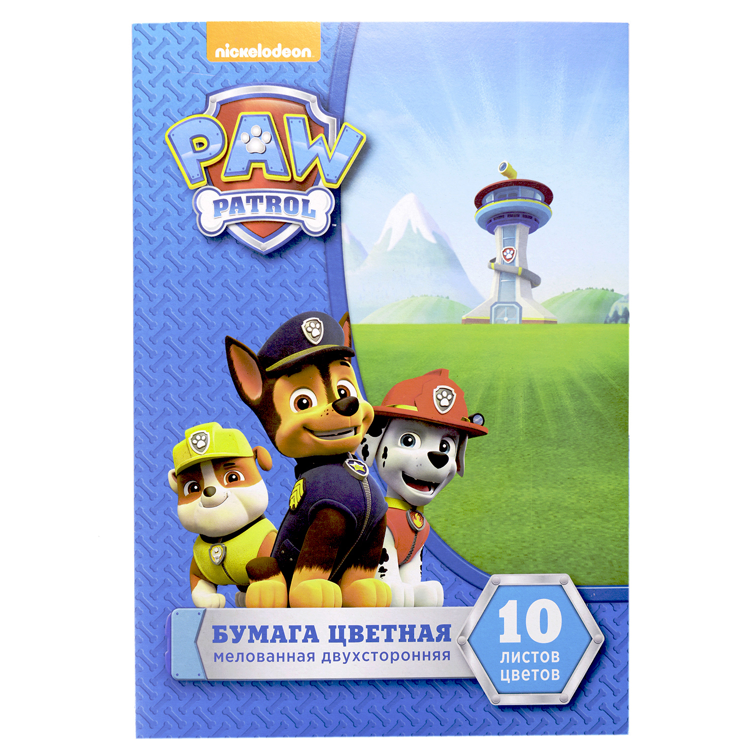 Бумага цветная Росмэн PAW Patrol двухсторонняя 10цветов 10л - фото 1