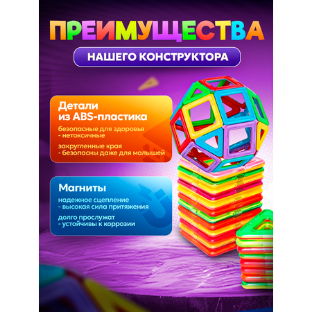 Конструктор FAIRYMARY Магнитный развивающий 100 деталей