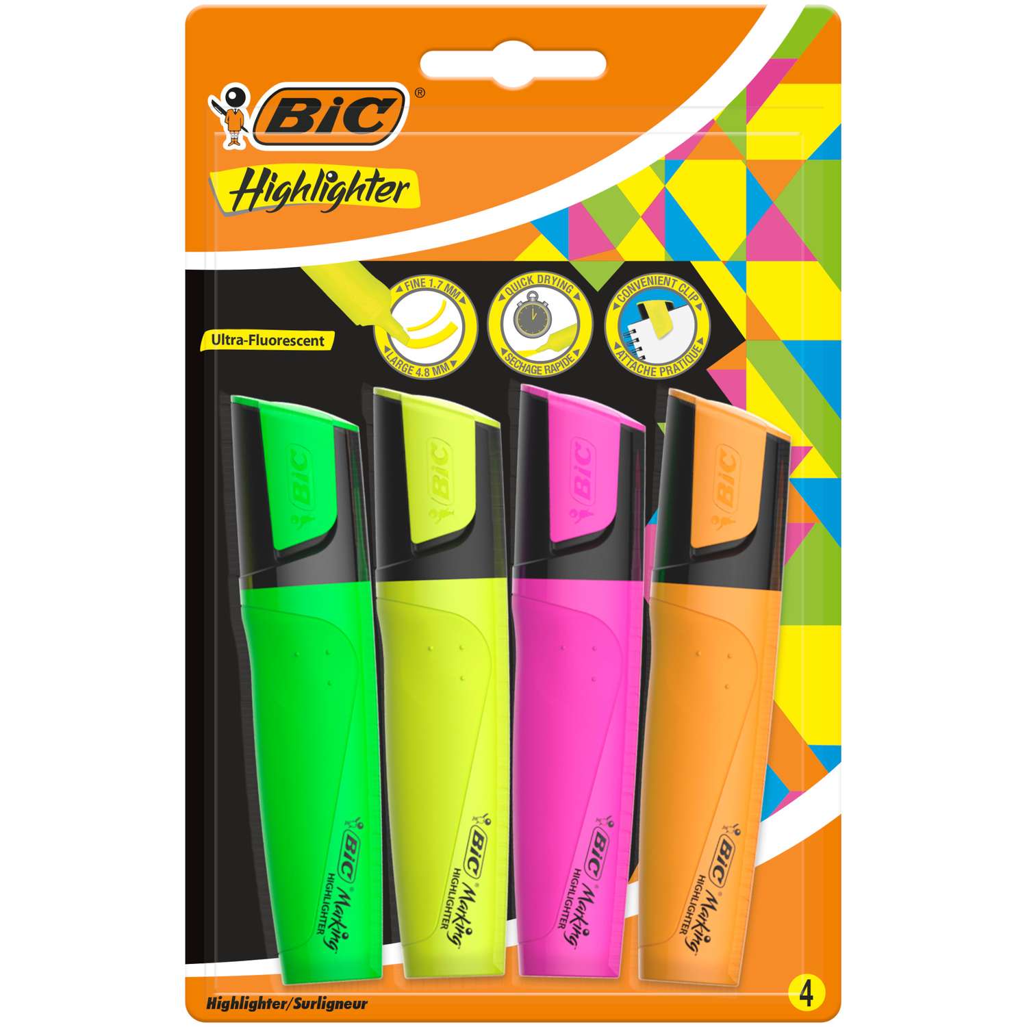 Текстовыделитель Bic Marking Highlighter Flat Pens 4цвета 943652 - фото 1