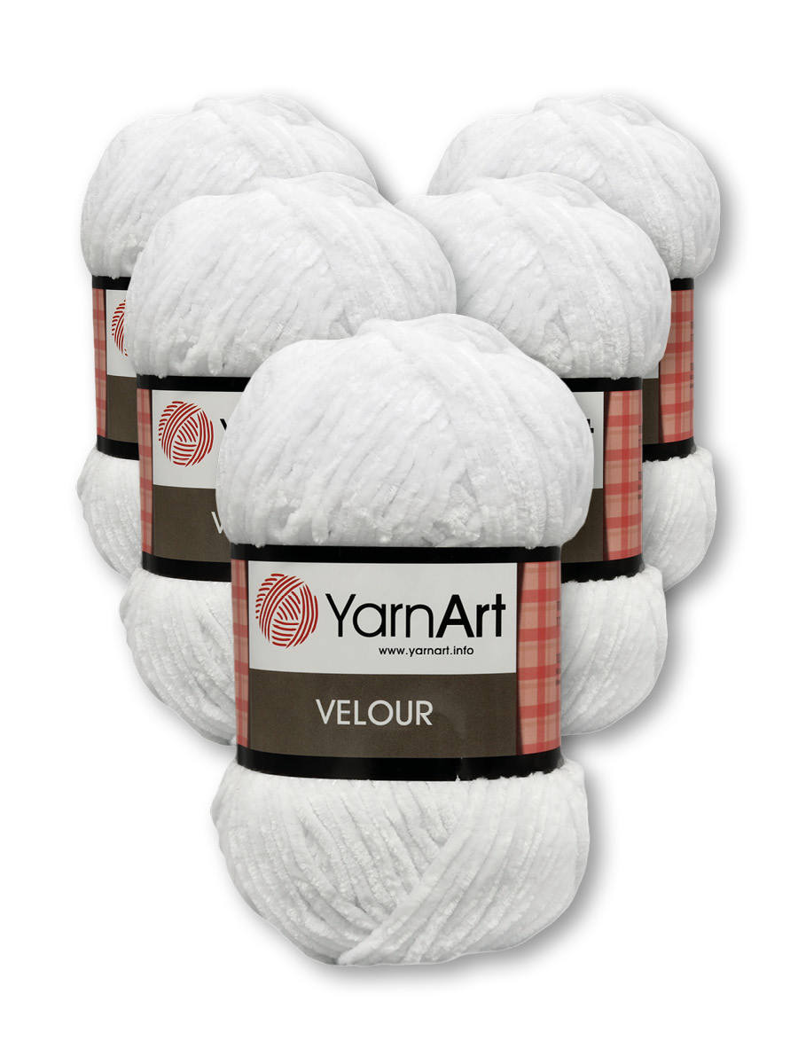 Пряжа для вязания YarnArt Velour 100 г 170 м микрополиэстер мягкая велюровая 5 мотков 840 белый - фото 3