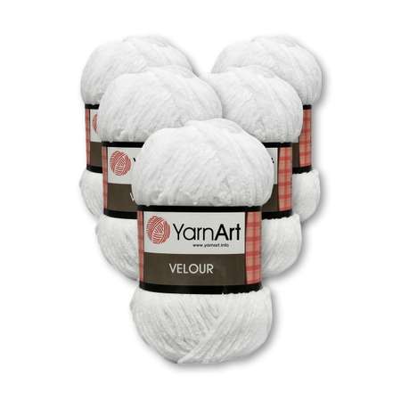 Пряжа для вязания YarnArt Velour 100 г 170 м микрополиэстер мягкая велюровая 5 мотков 840 белый