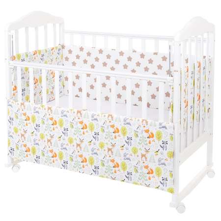 Бортики в кроватку Lemony kids Forest белый с рисунком 4 части