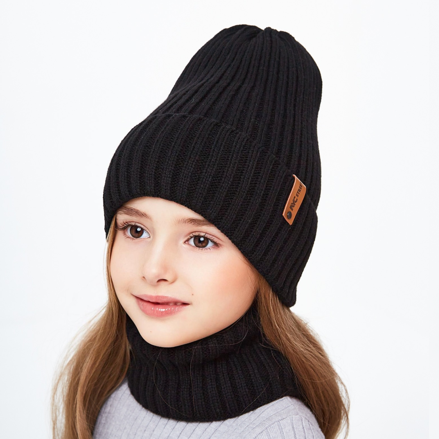 Шапка и снуд NYCkids NYC-H-104-GplainW-black-5256 - фото 9