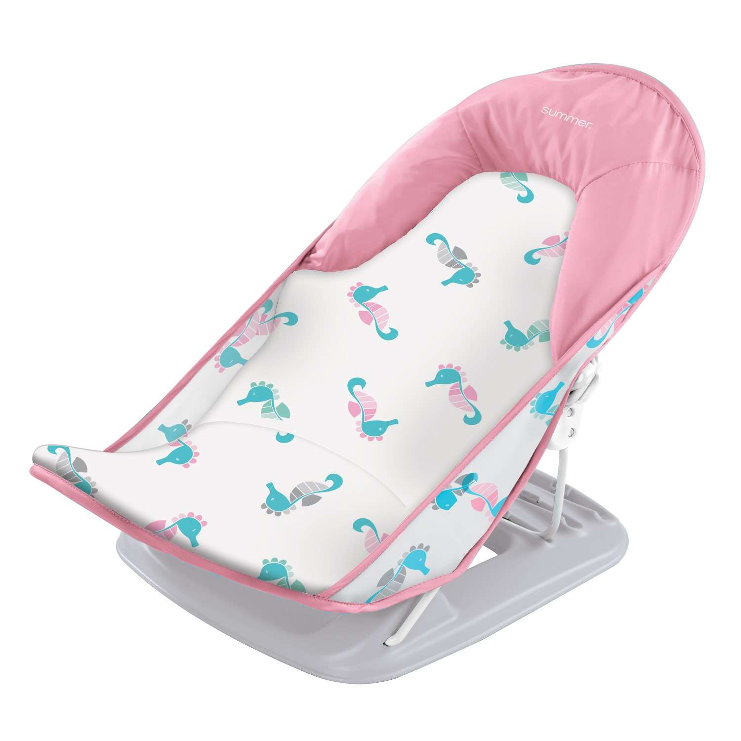 Лежак для купания Summer Infant с подголовником Deluxe Baby Bather морские коньки/розовый - фото 1