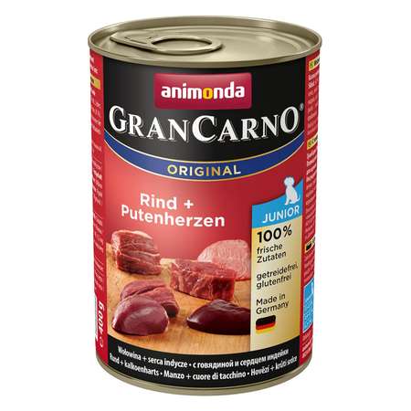 Корм для щенков ANIMONDA 400г Gran Carno говядина-сердце индейки консервированный