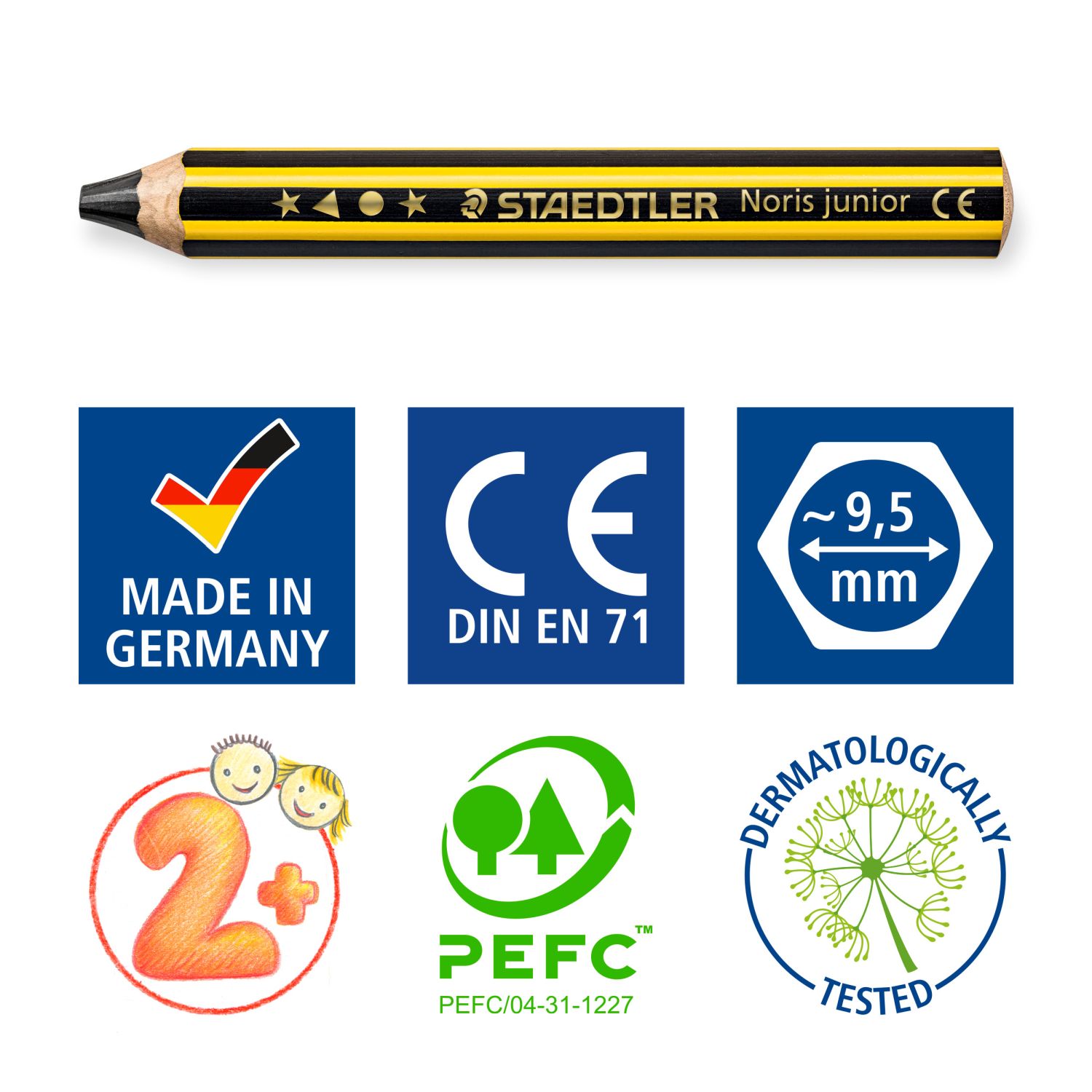 Карандаш чернографитовый STAEDTLER Noris Junior 2B - фото 3