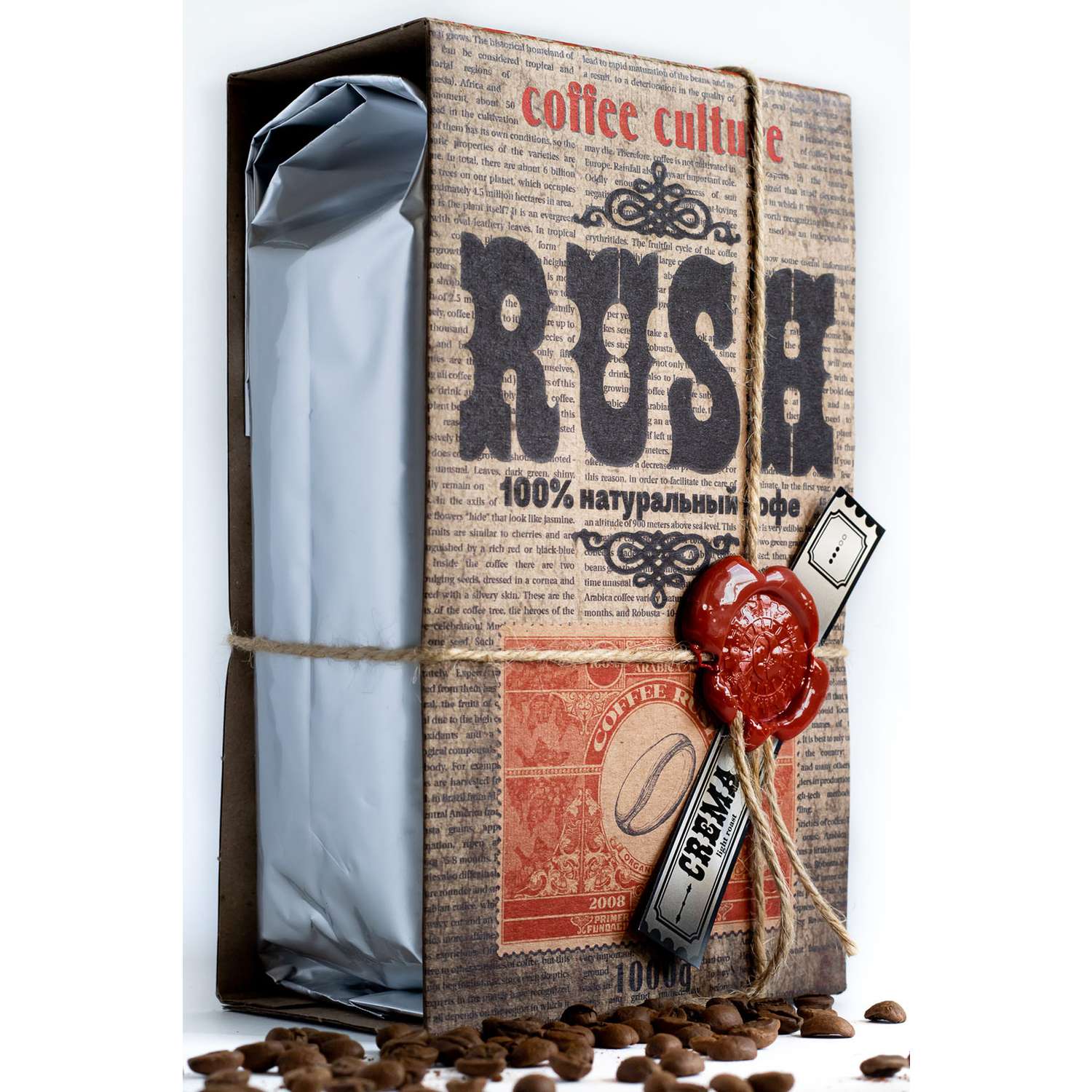 Кофе зерновой Coffee RUSH 1кг Crema Арабика 100 % - фото 1