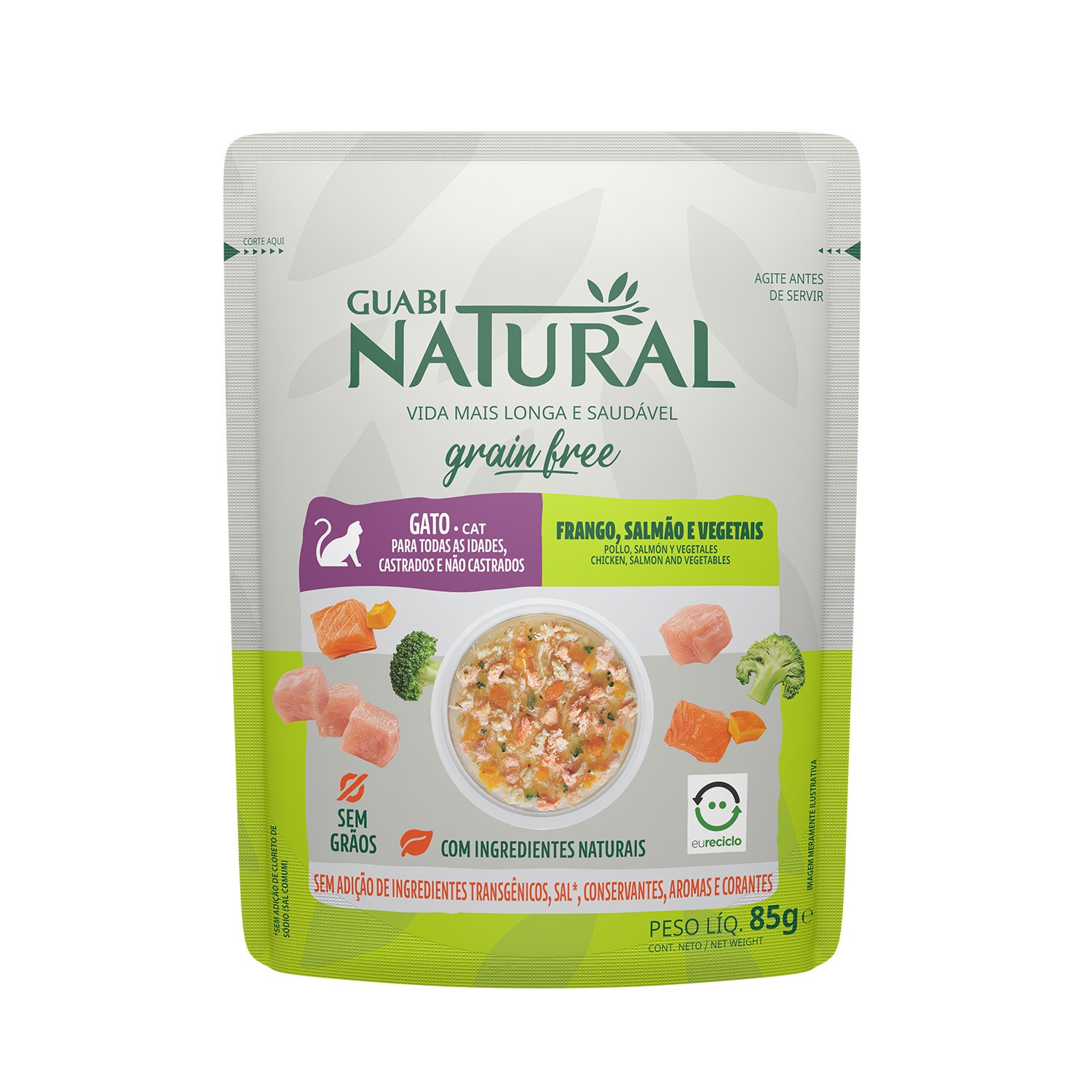 Корм для кошек Guabi Natural 85г Cat Grain free беззерновой курица лосось и овощи пауч - фото 1