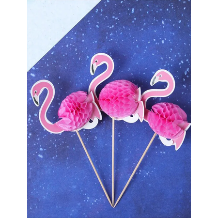 Шпажки канапе Riota одноразовые Розовый фламинго 12 см 6 шт