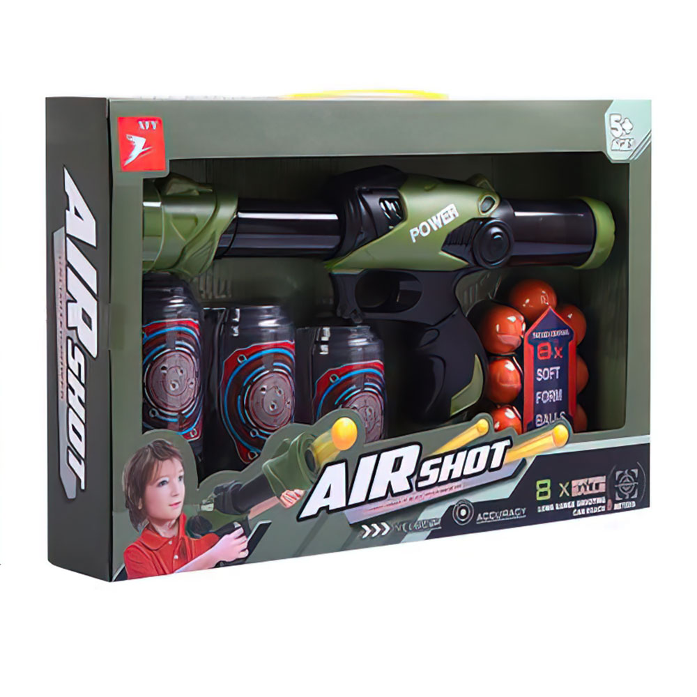 Игровой набор XIN TOYS Воздушное оружие: Суперпистолет с мишенями 30 см 8 шаров зелёный - фото 2