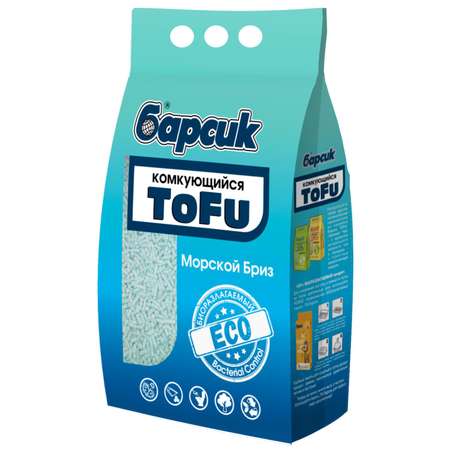 Наполнитель для кошачьих туалетов Барсик Tofu Морской Бриз комкующийся 4.54л