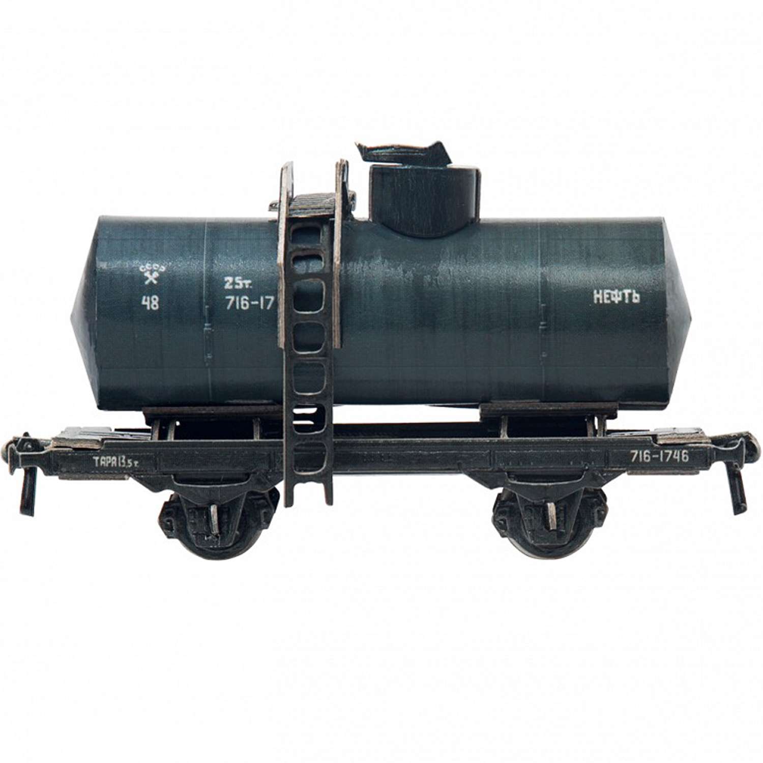Сборная модель Умная бумага Железная дорога 1/87 Двухосная цистерна 25 м3 черная 386-2 386-2 - фото 1