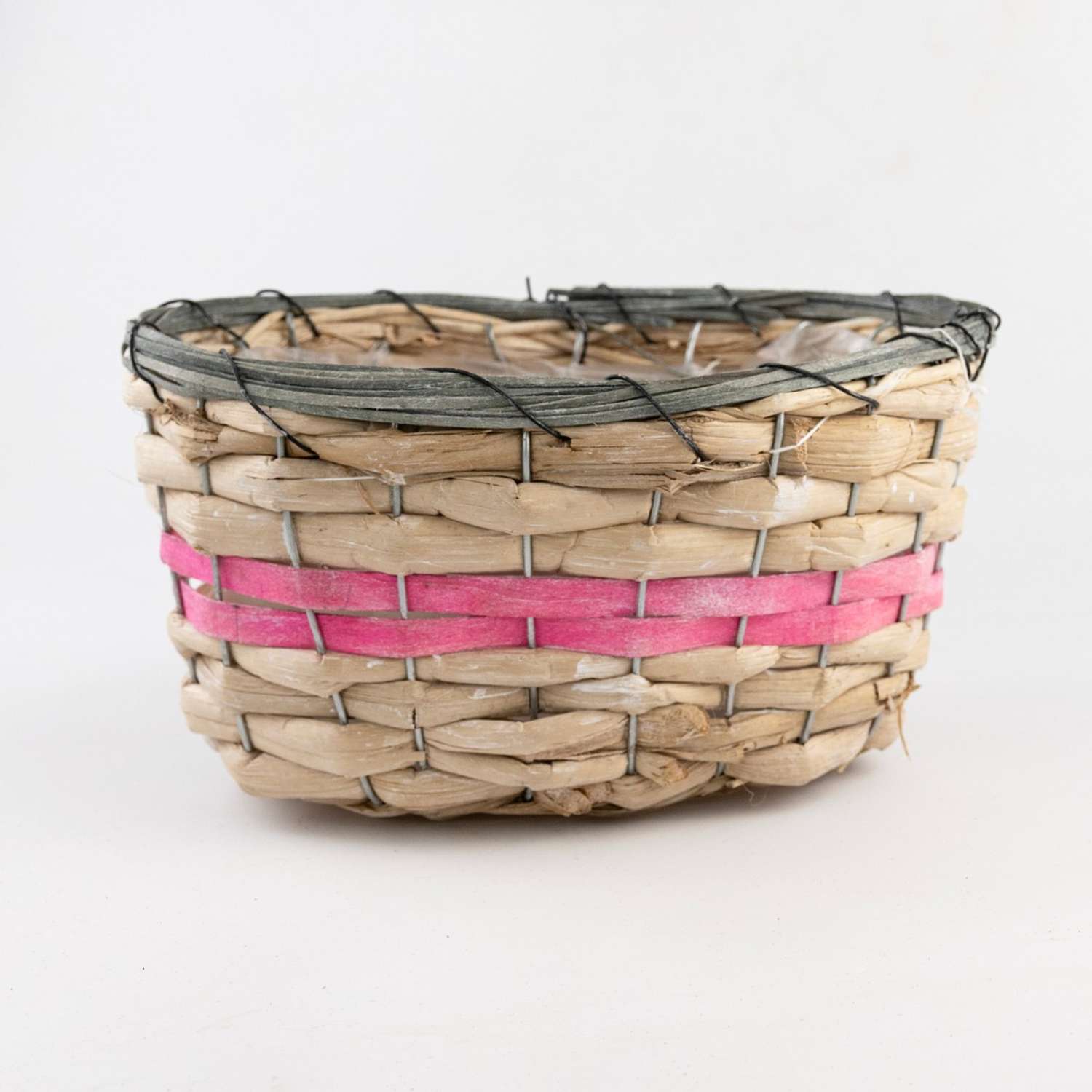 Кашпо плетеное Азалия Декор овальное из бамбука 23x15хH12см цвет натуральный/розовый - фото 6