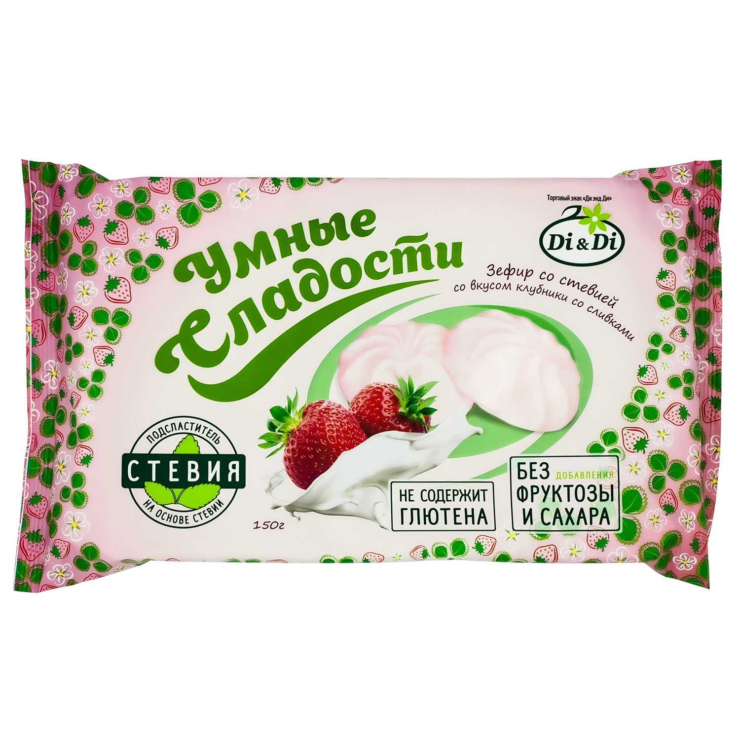 Зефир Умные сладости со стевией клубника-сливки 150г - фото 1