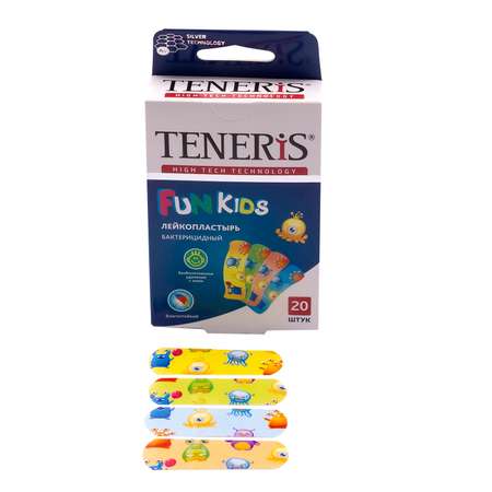 Лейкопластырь TENERIS Fun Kids бактерицидный с рисунками 20шт