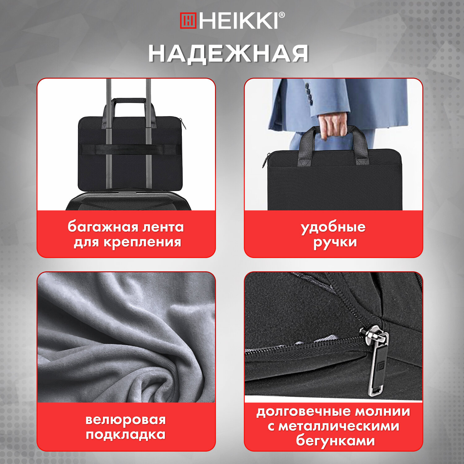 Сумка для ноутбука HEIKKI 15.6 дюймов портфель для документов через плечо - фото 3