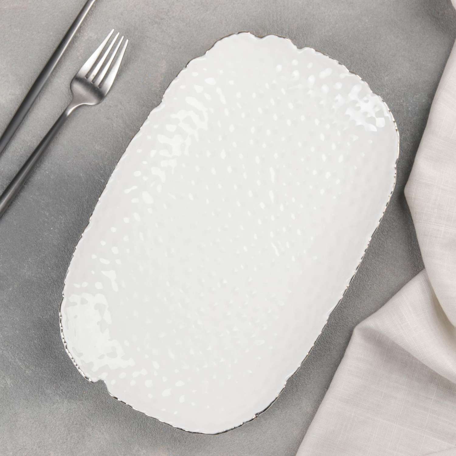Блюдо сервировочное Sima-Land керамическое «Жемчуг» 28×18 см цвет белый - фото 1