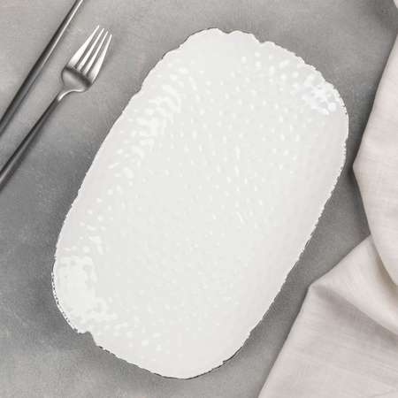 Блюдо Sima-Land керамическое «Жемчуг» 28×18 см цвет белый