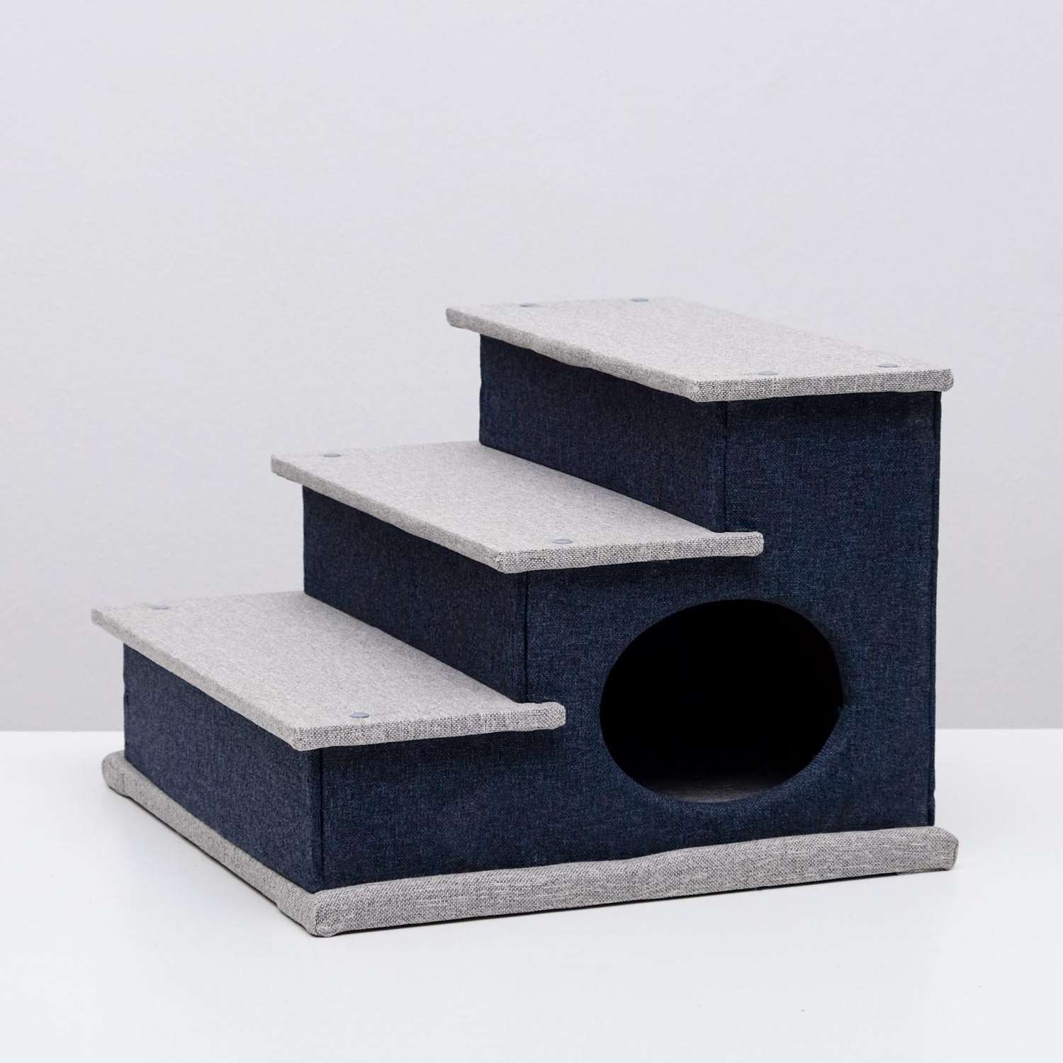 Домик для животных Пижон лесенка рогожка серо-голубой - фото 1