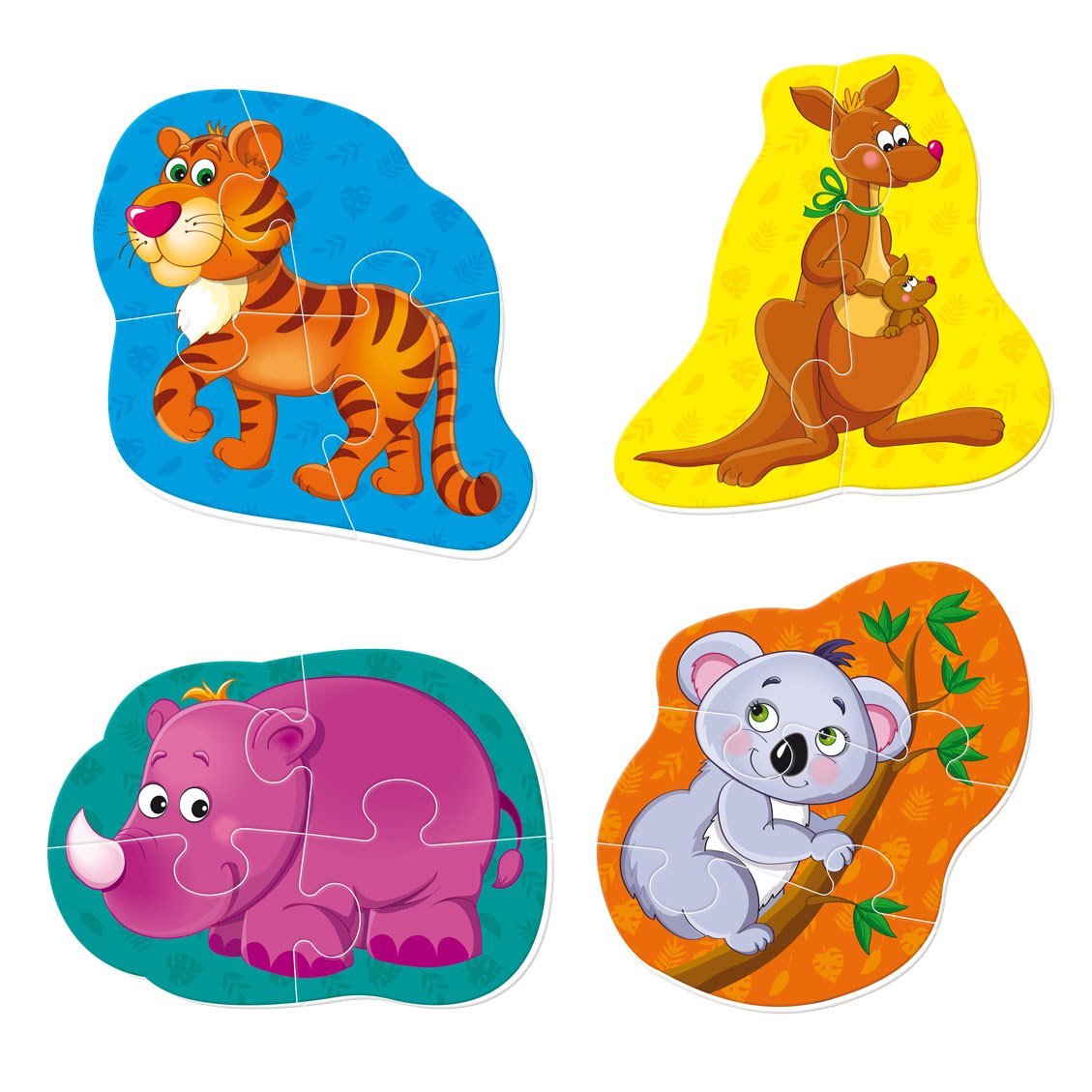 Набор пазлов Vladi Toys мягкие Baby puzzle Тигренок и друзья 4 шт - фото 2